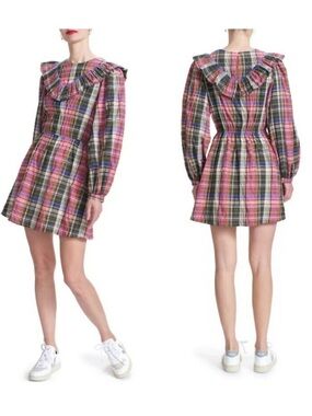 NWT Corey Lynn Calter Freya Ruffled Pink Plaid  Mini Dress - Size Small